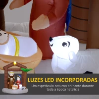 Outsunny Presépio Insuflável de Natal Decoração Insuflável Natalícia com Luzes LED e Insuflador para Exterior 150x90x185 cm Multicor(m-4)