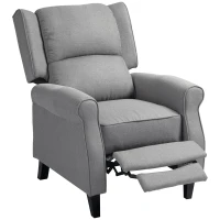 HOMCOM HOMOM Poltrona Reclinável Poltrona Relax com Reclinação Manual até 160° e Apoio para os Pés Retráteis 77x88x102 cm Cinza(m-11)