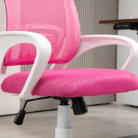 HOMCOM Cadeira de Escritório de Malha Giratória com Altura Ajustável Função Basculante e Apoio para os Braços 57x55x89-109 cm Rosa(m-9)