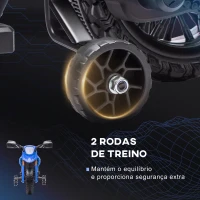 AIYAPLAY Mota Elétrica para Crianças  Moto a Bateria para Crianças 6V com Rodas de Treino e Buzina 105x57x62 cm Azul(m-5)