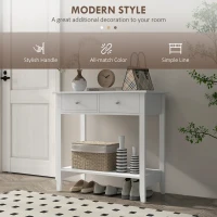 HOMCOM Konsolowy Stół, Białe Sideboard, 2 Szuflady, Dolna Półka, 80x40x75 cm(m-7)