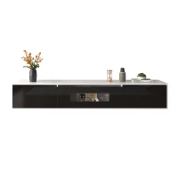 High-Gloss TV Cabinet with LED Lights, Modern Design, Versatile Mounting Options, 180L x 35W x 30H cm, Black(m-8)