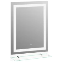 kleankin LUSTRO ŁAZIENKOWE Z OŚWIETLENIEM LED 38W 70x50cm SZKLANA PÓŁKA(m-13)