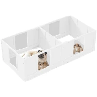 PawHut Puppybox voor Honden met Waterdichte en Wasbare Mat, Heldere Panelen, 2-Room Design, voor Kleine Honden(m-10)