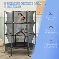 HOMCOM Trampolim para Crianças com Rede de Segurança e Estrutura de Aço para Interiores e Exteriores Carga 50 kg Ø163x190 cm Preto(m-7)