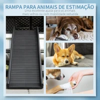 PawHut Rampa Dobrável para Cães e Gatos Rampa de Animais de Estimação para Carro Cama Sofá 155x39x14cm Preto(m-4)