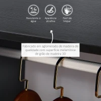HOMCOM Roupeiro de Madeira Móvel Armário Roupeiro Aberto com Barra para Pendurar e Prateleiras Organizadoras 60x40x128 cm Preto(m-4)