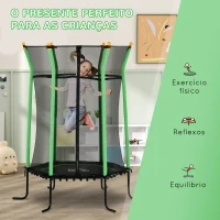 HOMCOM Trampolim para Crianças com Rede de Segurança e Estrutura de Aço para Interiores e Exteriores Carga 50kg Ø163,5x190 cm Verde(m-7)