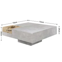 Modern Marble Design Coffee Table with Storage Box, Sturdy Structure, Sofa Table for Living Room, Sitting Room, 72L x 72W x 30H cm, Grey(m-3)