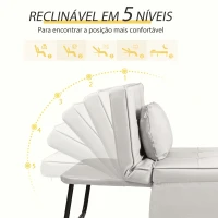 HOMCOM Sofá Cama Individual 3 em 1 Estofado em Linho Reclinável em 5 Posições com Apoio para os Pés e Apoio para a Cabeça 95x189x43 cm Branco Gelo(m-5)
