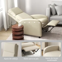 HOMCOM Poltrona Relax Reclinável até 160° Poltrona Reclinável Manual com Apoio para os Pés 64x86x102 cm Bege(m-8)