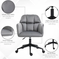 Vinsetto Krzesło Biurowe, 5 Kółek, Regulowane Wysokości, Nowoczesny Design, 58 cm x 58,5 cm x 86 cm, Szary(m-6)