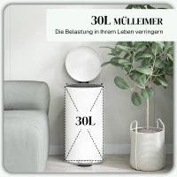 HOMCOM Prullenbak 30L, Pedaalemmer, Vergrendelbare Deksel, Pedal, Vlekbestendig, Crèmewit(m-4)