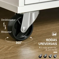 HOMCOM Carrinho de Cozinha com Rodas Móvel Auxiliar de Cozinha com 2 Gavetas 2 Portas Prateleira Ajustável 104x46x91 cm Branco(m-5)