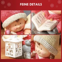 HOMCOM Kerstelf met Boek & Lantaarn, LED, op batterijen, 30 x 23 x 45 cm(m-6)