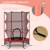 HOMCOM Trampolim para Crianças com Rede de Segurança e Estrutura de Aço para Interiores e Exteriores Carga 50 kg Ø163x190 cm Vermelho(m-5)