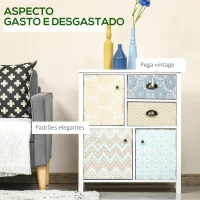 HOMCOM Cómoda Estilo Boémio Cómoda para Dormitório com 2 Gavetas e 3 Compartimentos Desenho Anti-Tombo 68x34x80 cm Multicor(m-5)