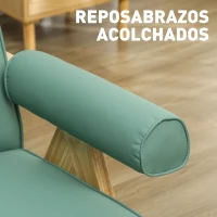 HOMCOM Sillón de Salón Tapizado en PU con Reposabrazos y Marco de Madera de Caucho para Dormitorio Carga 120 kg Verde(m-5)