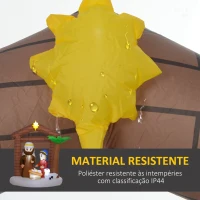 Outsunny Presépio Insuflável de Natal Decoração Insuflável Natalícia com Luzes LED e Insuflador para Exterior 150x90x185 cm Multicor(m-5)