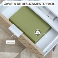 HOMCOM Mesa de Cabeceira Moderna Mesa de Cabeceira com Gaveta e Compartimento 45x39x48 cm Branco e Carvalho(m-4)