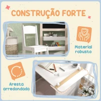 AIYAPLAY Mesa e Cadeira Infantil Mesa para Crianças com Cadeira Ardósias Dobrável Prateleiras e Rolo de Papel Branco(m-7)
