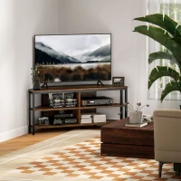 HOMCOM Industrial-Style Corner TV Unit - Black/Brown(m-2)