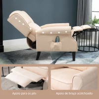 HOMCOM Poltrona de Massagem Poltrona Relax Reclinável com Controlo Remoto 2 Áreas de Massagem Bolso Lateral 78x83x101 cm Bege(m-8)