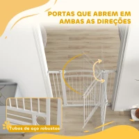 PawHut Barreira de Segurança para Cães com Largura Ajustável 76-104 cm Barreira com 2 Extensões para Escadas e Portas Branco(m-7)