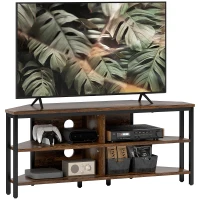 HOMCOM Industrial-Style Corner TV Unit - Black/Brown(m-1)
