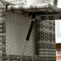 Outsunny Rattan Garden Daybed, Assembled Double Sun Lounger with 5-Level Adjustable Back, Storage Ottoman, Cushions, Pillows and Retractable Trays, Outdoor Loveseat Sofa Bed for Patio, Mixed Grey(m-8)