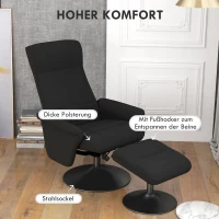 HOMCOM Fotel z podnóżkiem, obrotowy, ergonomiczny, w wyglądzie mikrofałdy, do 150 kg, Czarny(m-6)
