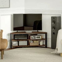 HOMCOM Industrial-Style Corner TV Unit - Black/Brown(m-9)