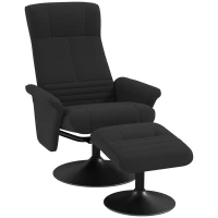 HOMCOM Fotel z podnóżkiem, obrotowy, ergonomiczny, w wyglądzie mikrofałdy, do 150 kg, Czarny(m-10)