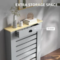 HOMCOM 95.5H x 78Wcm Radiator Cover, with Drawer - Grey(m-6)