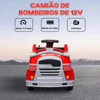 AIYAPLAY Carro Elétrico para Crianças acima de 3 Anos Caminhão de Bombeiros Elétrico para Crianças com Bateria de 12V Sirene Faróis Buzina e Música 86x49x52 cm  Vermelho(m-7)