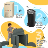 AIYAPLAY Miękkie Klocki, zestaw 14 szt., Różne Kształty, dla 18+ Miesięcy, Szare(m-7)