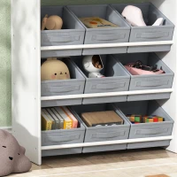 AIYAPLAY Kinderopbergrek, Speelgoedkast voor Kinderen met 11 Stoffen Bakjes, Bovenste Vakken, 3 Stickers, Wit(m-9)