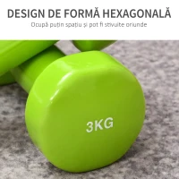 HOMCOM Set de 8 Gantere cu Design Hexagonal, Greutăți pentru Sală de Antrenament din Oțel și PU, Ø9x19,5 cm, Multicolore(m-4)