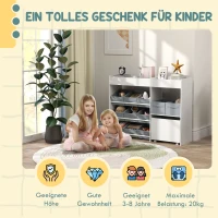 AIYAPLAY Kinderopbergrek, Speelgoedkast voor Kinderen met 11 Stoffen Bakjes, Bovenste Vakken, 3 Stickers, Wit(m-7)