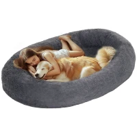 PawHut Łóżko dla psów, odpowiednie dla psów i ludzi, zdejmowane pokrowce, do wspólnego odpoczynku i zabawy, Ciemnoszary(m-10)