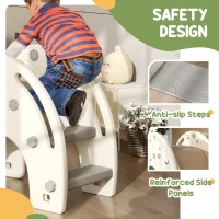 AIYAPLAY 3 in 1 Toddler Slide with Basketball Hoop, Climber, Elephant-Themed, for 1-3 Years, Cream White(m-6)
