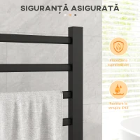 HOMCOM Uscător Electric de Prosoape, Cuier Încălzit cu 8 Bare și Temporizator de 2 sau 4 Ore, 53x35x90 cm, Negru(m-7)