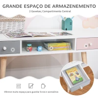 HOMCOM Consola Secretária Infantil com 1 Compartimento Aberto e 2 Gavetas Estilo Nórdico para Dormitório Entrada 100x48x76,5cm Multicolor(m-5)