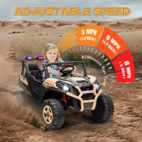AIYAPLAY 24V 2 Seater Kids Electric Car with Remote Control, Suspension System,  Slow Start, 3 Speeds, for 3-8 Years, Khaki(m-7)