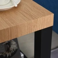 HOMCOM Sofa Side Table Square End Desk with Open Storage Shelf, Rolling Wheels, Free Moving for Home Office Studio(m-9)