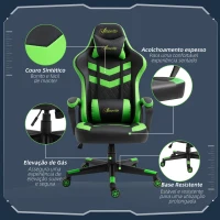 Vinsetto Cadeira ergonômica gaming de escritório Altura ajustável giratório 61x70x121-129 cm Verde(m-7)