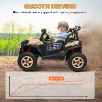 AIYAPLAY 24V 2 Seater Kids Electric Car with Remote Control, Suspension System,  Slow Start, 3 Speeds, for 3-8 Years, Khaki(m-6)