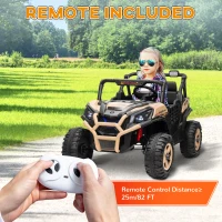 AIYAPLAY 24V 2 Seater Kids Electric Car with Remote Control, Suspension System,  Slow Start, 3 Speeds, for 3-8 Years, Khaki(m-8)