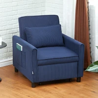 HOMCOM Slaapfauteuil, Verstelbaar, 3 Posities, Corduroy Bekleding, tot 120 kg, Blauw(m-2)
