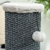 PawHut Arranhador para Gatos com Poste de Sisal Escova de Auto Higiene e Bola Suspensa 40x48x85 cm Cinza e Creme(m-9)